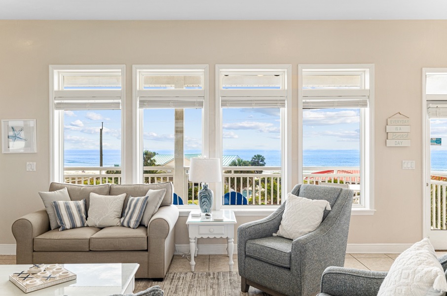 Living Room of a Beach House Rental on St. George Island With New Furniture