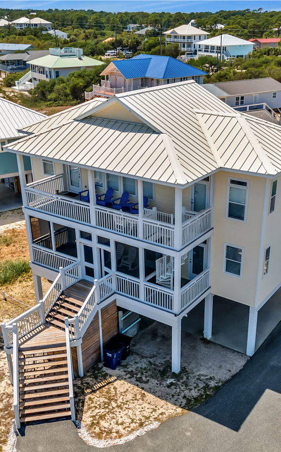 beach house with screened sun deck on st george island